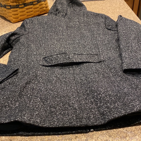 NWT Croft & Barrow Black Tweed Lined Zip Up Hooded Jacket or Coat Large - Picture 10 of 14